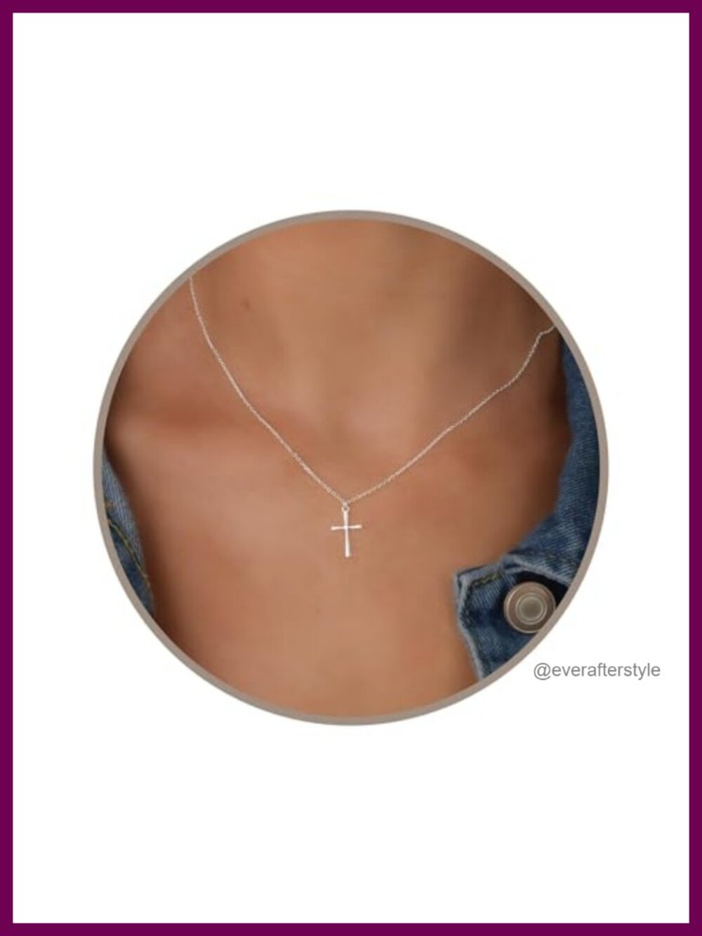 Dainty Minimalist Cross Pendant Necklace Silver Plated Stainless Steel